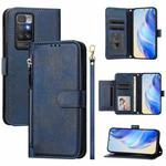 For Redmi 10 2022 / 2021 Multi-Card Slots Zipper Wallet Leather Phone Case(Blue)