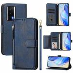 For Redmi K60 / K60 Pro Multi-Card Slots Zipper Wallet Leather Phone Case(Blue)