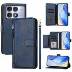 For Redmi K70 Ultra 5G Multi-Card Slots Zipper Wallet Leather Phone Case(Blue)