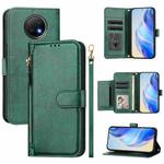 For Redmi Note 9T Global Multi-Card Slots Zipper Wallet Leather Phone Case(Green)