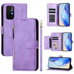 For Redmi Note 11S 5G Multi-Card Slots Zipper Wallet Leather Phone Case(Purple)