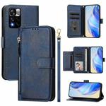 For Redmi Note 11 Pro+ 5G Europe Multi-Card Slots Zipper Wallet Leather Phone Case(Blue)