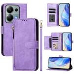 For Redmi Note 13 Pro 4G Global Multi-Card Slots Zipper Wallet Leather Phone Case(Purple)