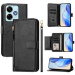 For Redmi 13 4G / 5G / 13x / Xiaomi Poco M6 4G Multi-Card Slots Zipper Wallet Leather Phone Case(Black)
