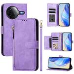 For Redmi K80 Pro / Xiaomi Poco F7 Ultra Multi-Card Slots Zipper Wallet Leather Phone Case(Purple)