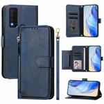 For TCL 30 XE 5G Multi-Card Slots Zipper Wallet Leather Phone Case(Blue)