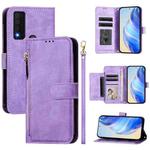 For TCL 30 XE 5G Multi-Card Slots Zipper Wallet Leather Phone Case(Purple)