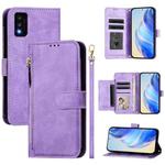 For TCL 30T T603DL Multi-Card Slots Zipper Wallet Leather Phone Case(Purple)