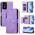 For TCL 50 SE Multi-Card Slots Zipper Wallet Leather Phone Case(Purple)