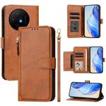 For TCL 50 XL 5G Multi-Card Slots Zipper Wallet Leather Phone Case(Brown)