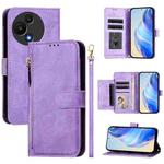 For TCL 605 / TCL 60 SE Multi-Card Slots Zipper Wallet Leather Phone Case(Purple)