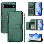 For Google Pixel 6a Multi-Card Slots Zipper Wallet Leather Phone Case(Green)