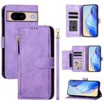 For Google Pixel 8a Multi-Card Slots Zipper Wallet Leather Phone Case(Purple)