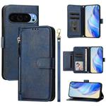 For Google Pixel 9 Pro XL Multi-Card Slots Zipper Wallet Leather Phone Case(Blue)