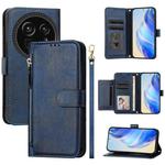 For Sharp Aquos R9 Pro Multi-Card Slots Zipper Wallet Leather Phone Case(Blue)