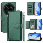 For Sharp Aquos R9 Pro Multi-Card Slots Zipper Wallet Leather Phone Case(Green)