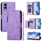 For Fujitsu Arrows We2 F-52E Multi-Card Slots Zipper Wallet Leather Phone Case(Purple)