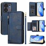 For BLU View 5 Multi-Card Slots Zipper Wallet Leather Phone Case(Blue)