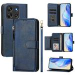 For Blackview Oscal Flat 1C Multi-Card Slots Zipper Wallet Leather Phone Case(Blue)