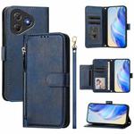 For Blackview Oscal Flat 2 / 2C Multi-Card Slots Zipper Wallet Leather Phone Case(Blue)