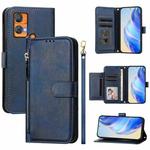 For Oukitel C33 Multi-Card Slots Zipper Wallet Leather Phone Case(Blue)