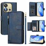 For Oukitel C57s Multi-Card Slots Zipper Wallet Leather Phone Case(Blue)