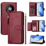 For ZTE Blade A73 5G Multi-Card Slots Zipper Wallet Leather Phone Case(Dark Red)