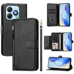 For ZTE Blade A75 4G Multi-Card Slots Zipper Wallet Leather Phone Case(Black)