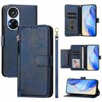 For ZTE Blade V40s Multi-Card Slots Zipper Wallet Leather Phone Case(Blue)