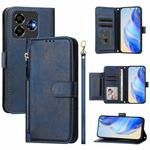 For ZTE Blade V60 Design / Blade V60 Vita Multi-Card Slots Zipper Wallet Leather Phone Case(Blue)