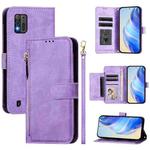 For ZTE Blade A52 Lite Multi-Card Slots Zipper Wallet Leather Phone Case(Purple)