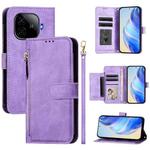 For vivo iQOO Z9 / Z9 Turbo Multi-Card Slots Zipper Wallet Leather Phone Case(Purple)