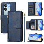 For vivo V29 5G / V29 Pro Global Multi-Card Slots Zipper Wallet Leather Phone Case(Blue)