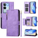 For vivo V29 5G / V29 Pro Global Multi-Card Slots Zipper Wallet Leather Phone Case(Purple)