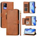 For vivo V20 / Y73 2021 Multi-Card Slots Zipper Wallet Leather Phone Case(Brown)