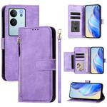 For vivo V29e 5G / Y200 5G Global Multi-Card Slots Zipper Wallet Leather Phone Case(Purple)