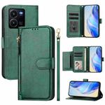 For vivo Y35 4G / Y22s 4G / Y22 4G Global Multi-Card Slots Zipper Wallet Leather Phone Case(Green)