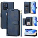 For vivo Y55s 2023 / Y75 5G Global Multi-Card Slots Zipper Wallet Leather Phone Case(Blue)