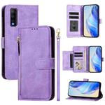 For vivo Y70s Multi-Card Slots Zipper Wallet Leather Phone Case(Purple)