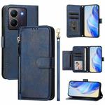 For vivo Y36 5G / 4G / Y27s 4G Global Multi-Card Slots Zipper Wallet Leather Phone Case(Blue)