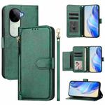 For vivo V40e 5G India / iQOO Z9s 5G Multi-Card Slots Zipper Wallet Leather Phone Case(Green)