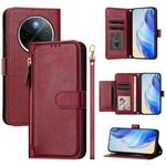 For vivo Y300 Pro Multi-Card Slots Zipper Wallet Leather Phone Case(Dark Red)