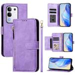 For vivo Y29 4G Global Multi-Card Slots Zipper Wallet Leather Phone Case(Purple)