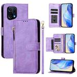 For OPPO Find X5 Multi-Card Slots Zipper Wallet Leather Phone Case(Purple)