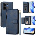 For OPPO Reno13 F 5G Multi-Card Slots Zipper Wallet Leather Phone Case(Blue)
