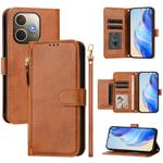 For OPPO A5 Pro 5G Multi-Card Slots Zipper Wallet Leather Phone Case(Brown)