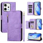 For OPPO Reno14 Global Multi-Card Slots Zipper Wallet Leather Phone Case(Purple)