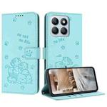 For Honor X8b Embossed Kitten Phone Leather Case with Lanyard(Mint Green)