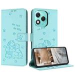 For Honor 400 Lite Embossed Kitten Phone Leather Case with Lanyard(Mint Green)