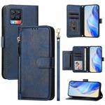 For Realme 8 4G / 8 Pro 4G Multi-Card Slots Zipper Wallet Leather Phone Case(Blue)